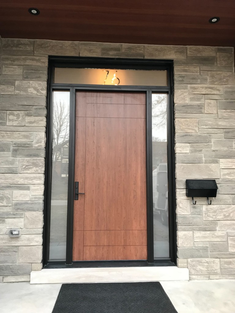 Modern Fiberglass Entry Door - Cherry Grain - Fieldstone Windows