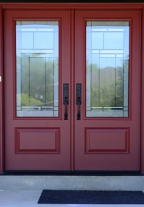 Double Red Fiberglass Entry Door | Fieldstone Windows and Doors Ltd.