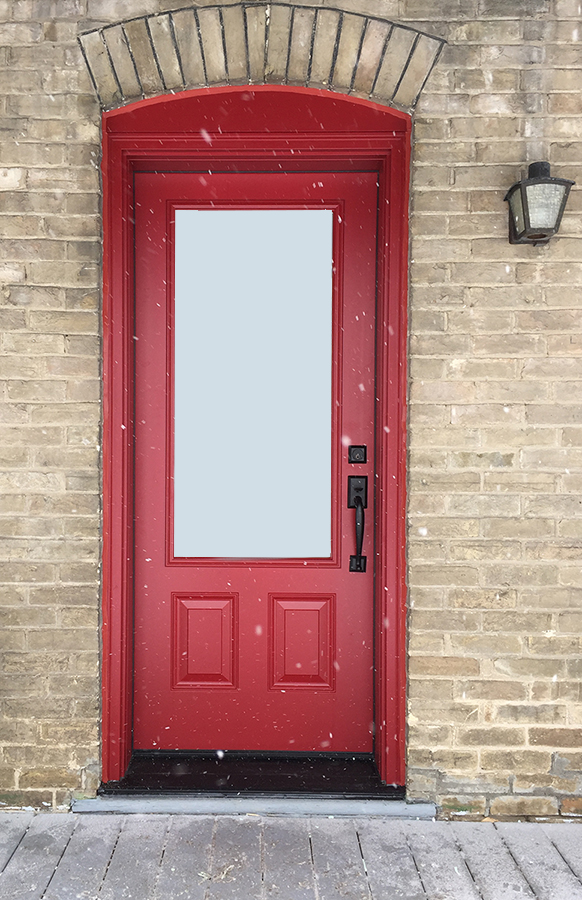 red smooth fiberglass entry door