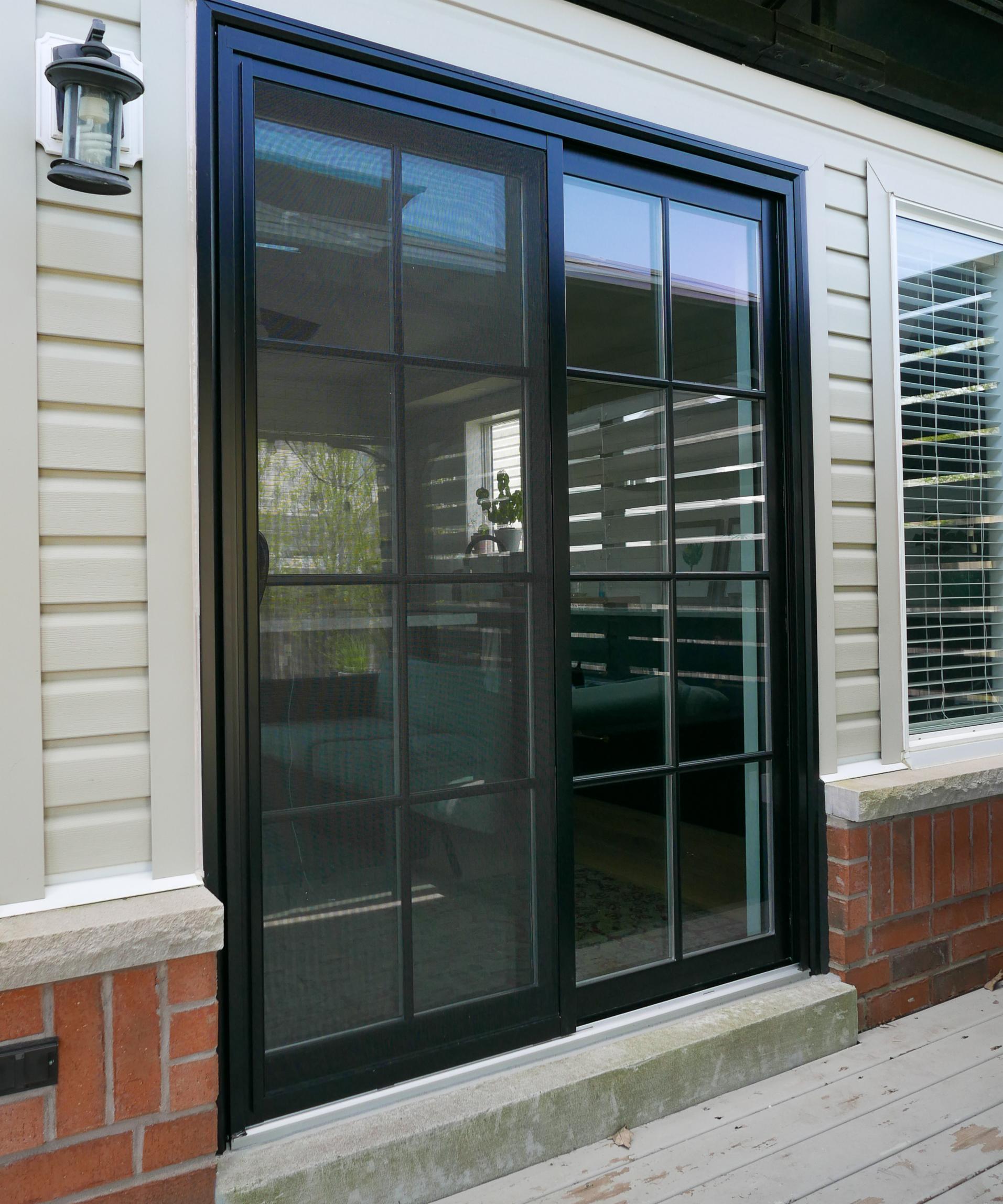 Black Double Sliding Patio Door Whitby Fieldstone Windows Doors Ltd - Aluminum Patio Doors Ontario