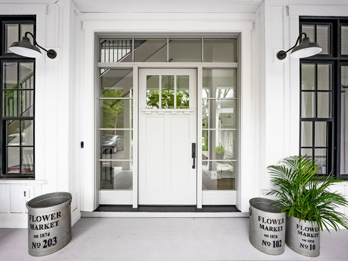 Gray woodgrain craftsman-style door