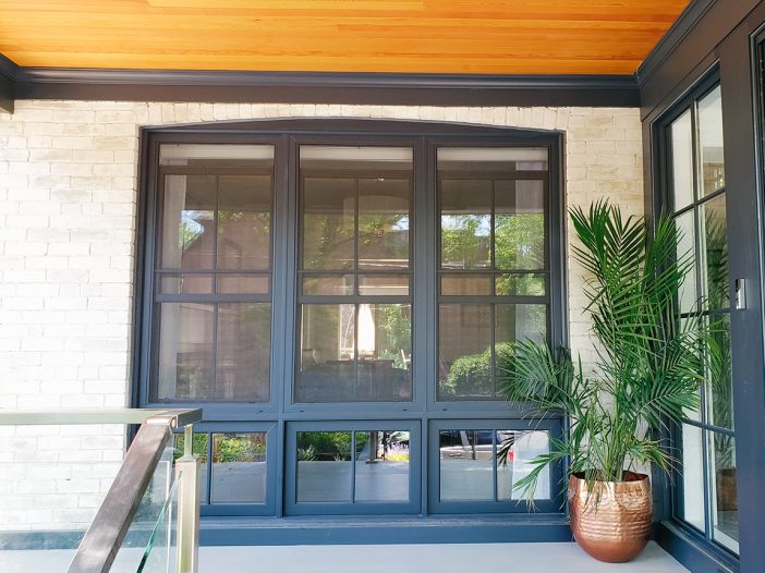 double-hung windows with fixed casement windows