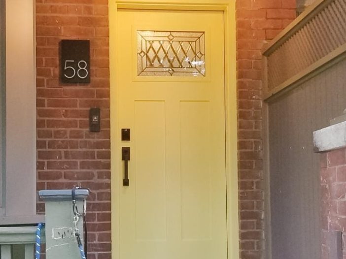 smooth craftsman style fiberglass front door