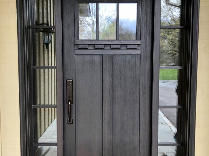 Wood grain fiberglass craftsman-style door