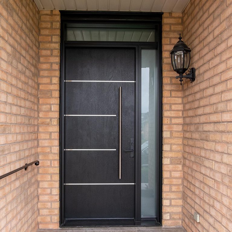 Black fiberglass craftsman style entry door north york Fieldstone