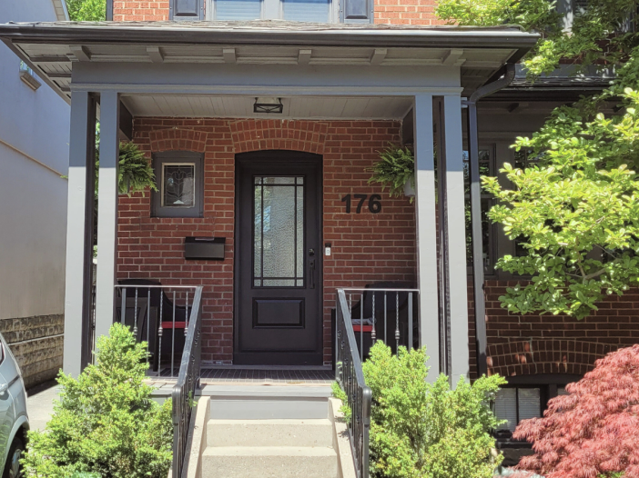 custom 2-panel fiberglass door with prarie sdl grilles