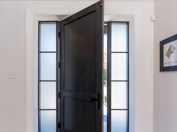 2-panel door with sidelights door open