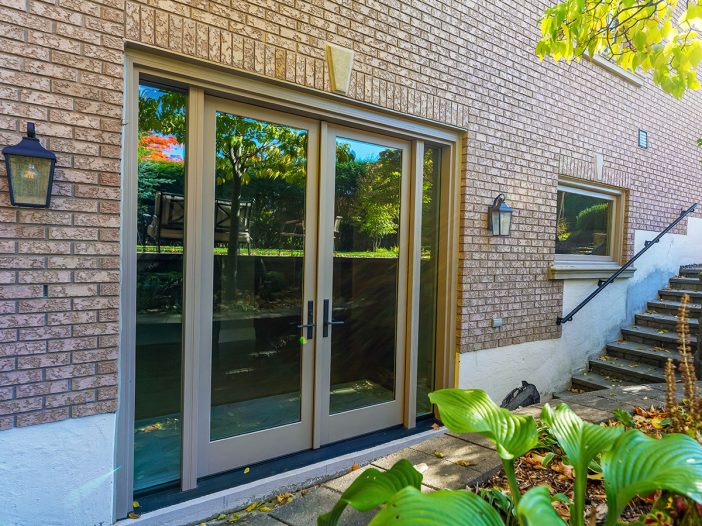 rail and stile double doors with sidelights