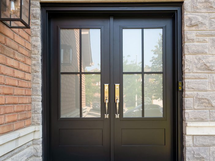 black fiberglass double door