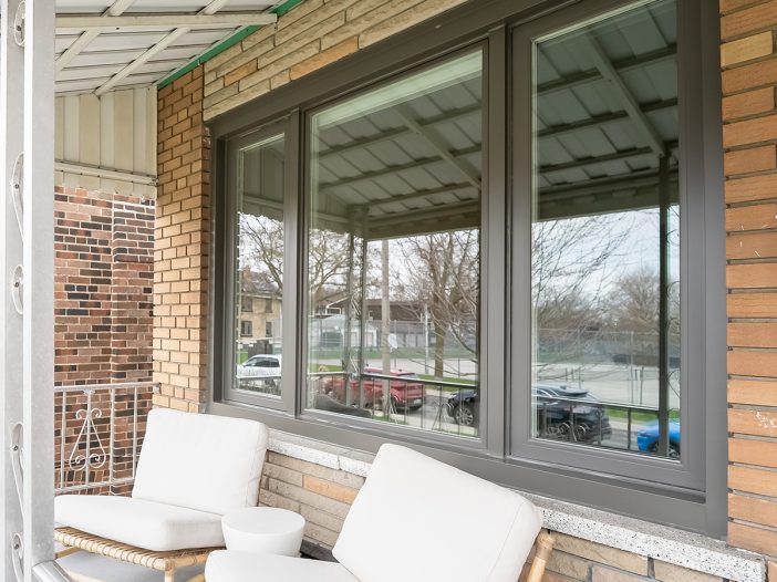 casement windows in windswept finish