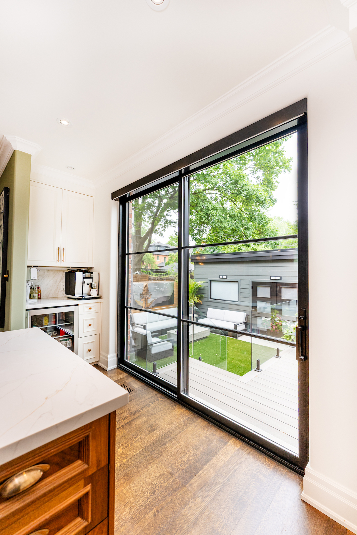 Black Vinyl Patio Sliding Doors with Grilles - interior