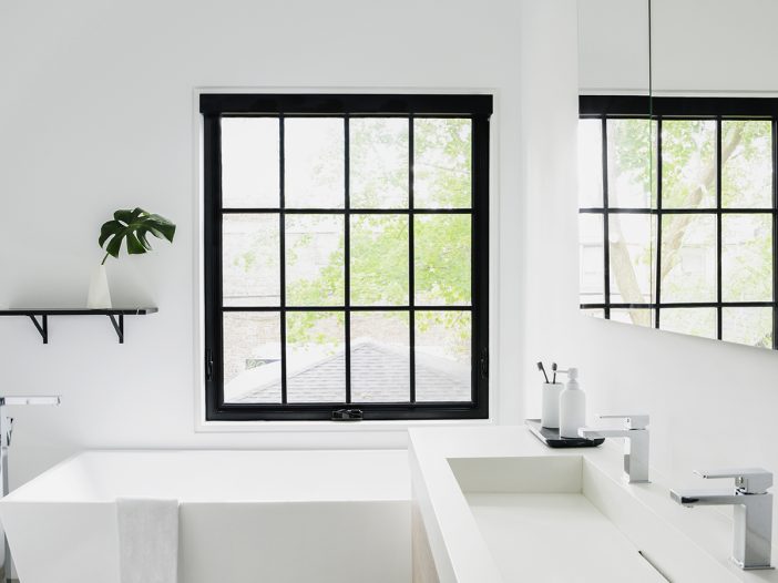 modern black vinyl awning windows