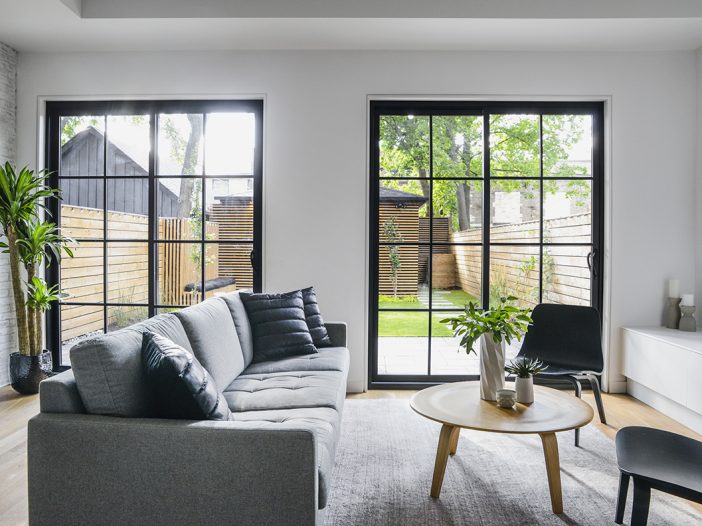 modern black vinyl sliding doors - interior