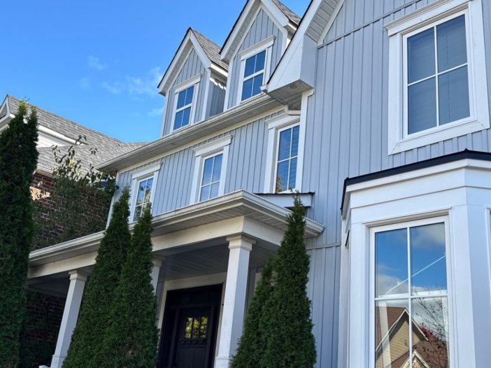 white vinyl casement widows with grilles - side view