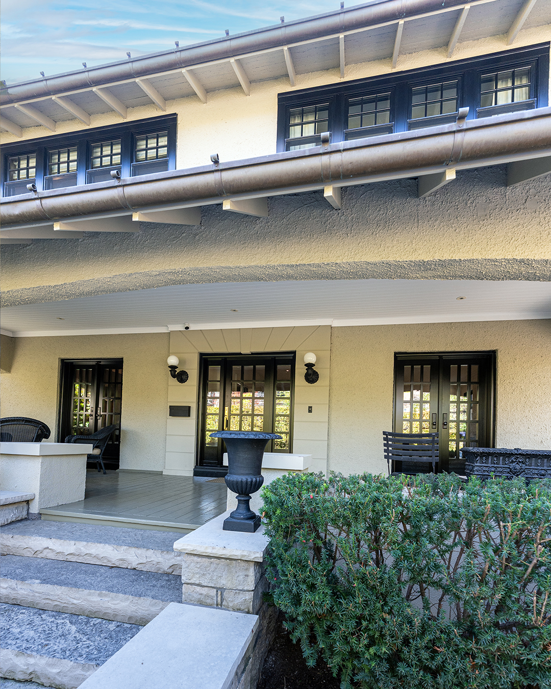 black single hung metal clad windows - exterior