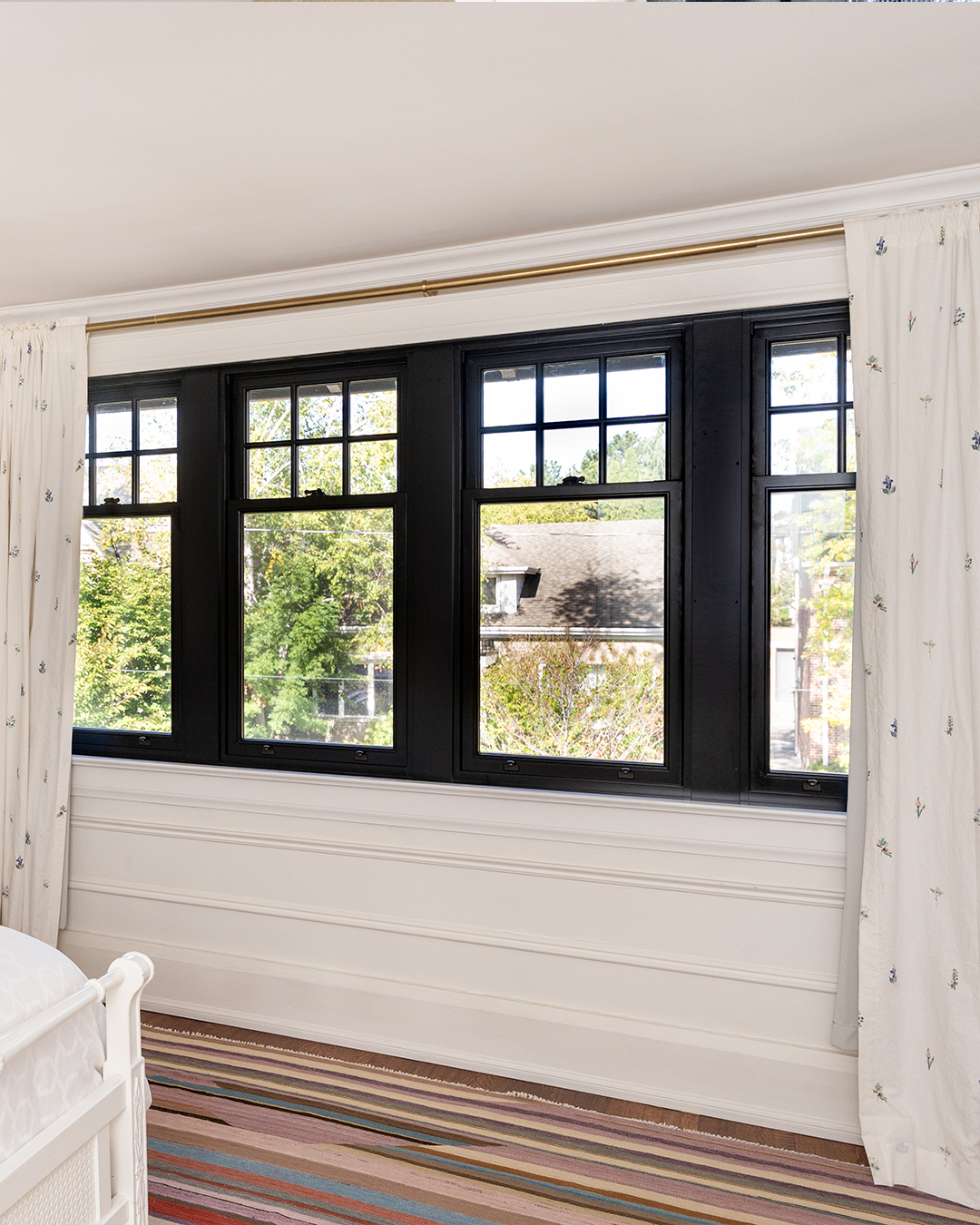 black single hung metal clad windows - bedroom side view