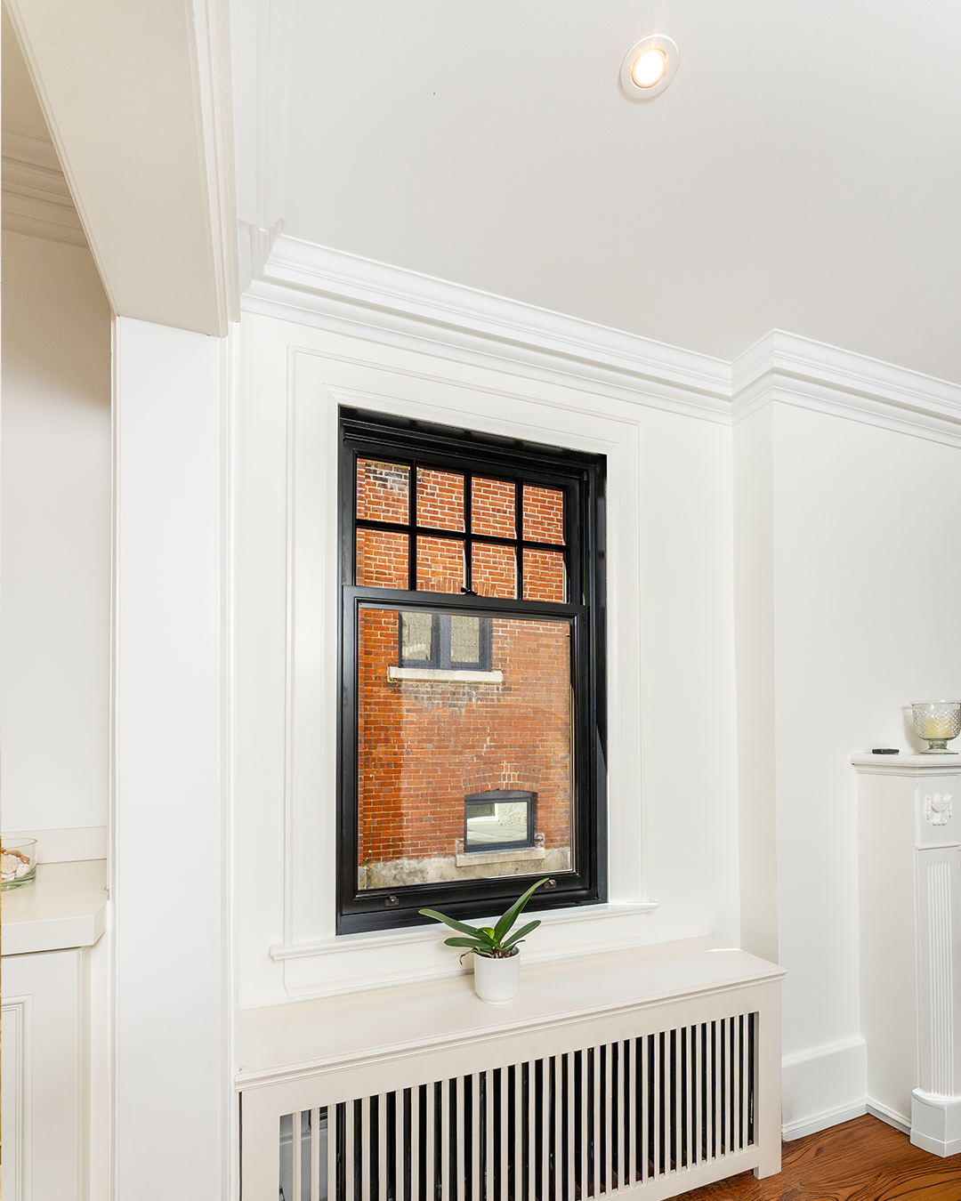 black single hung metal clad windows - side window