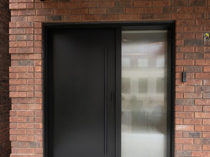 Fiberglass Door with Right Sidelight - exterior