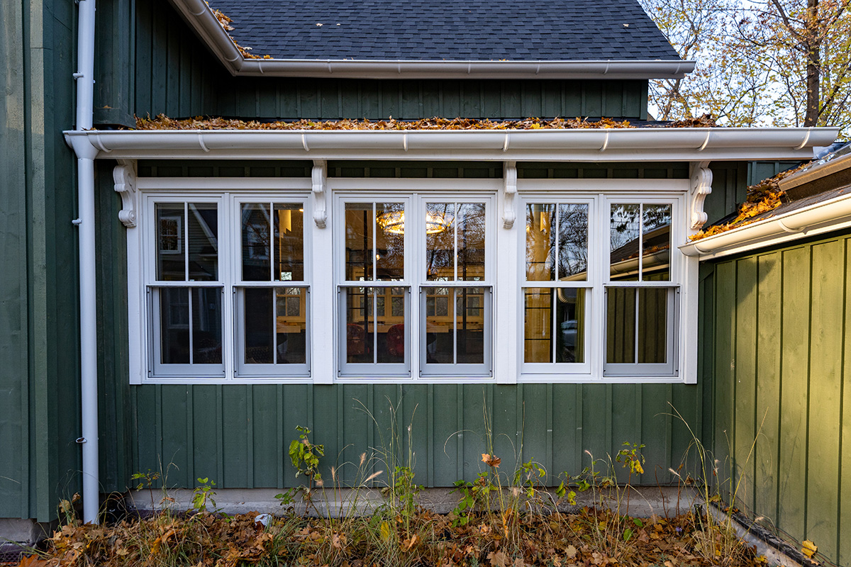 single hung hardwood windows - back exterior