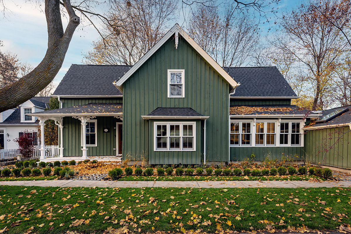 single hung hardwood windows - side exterior
