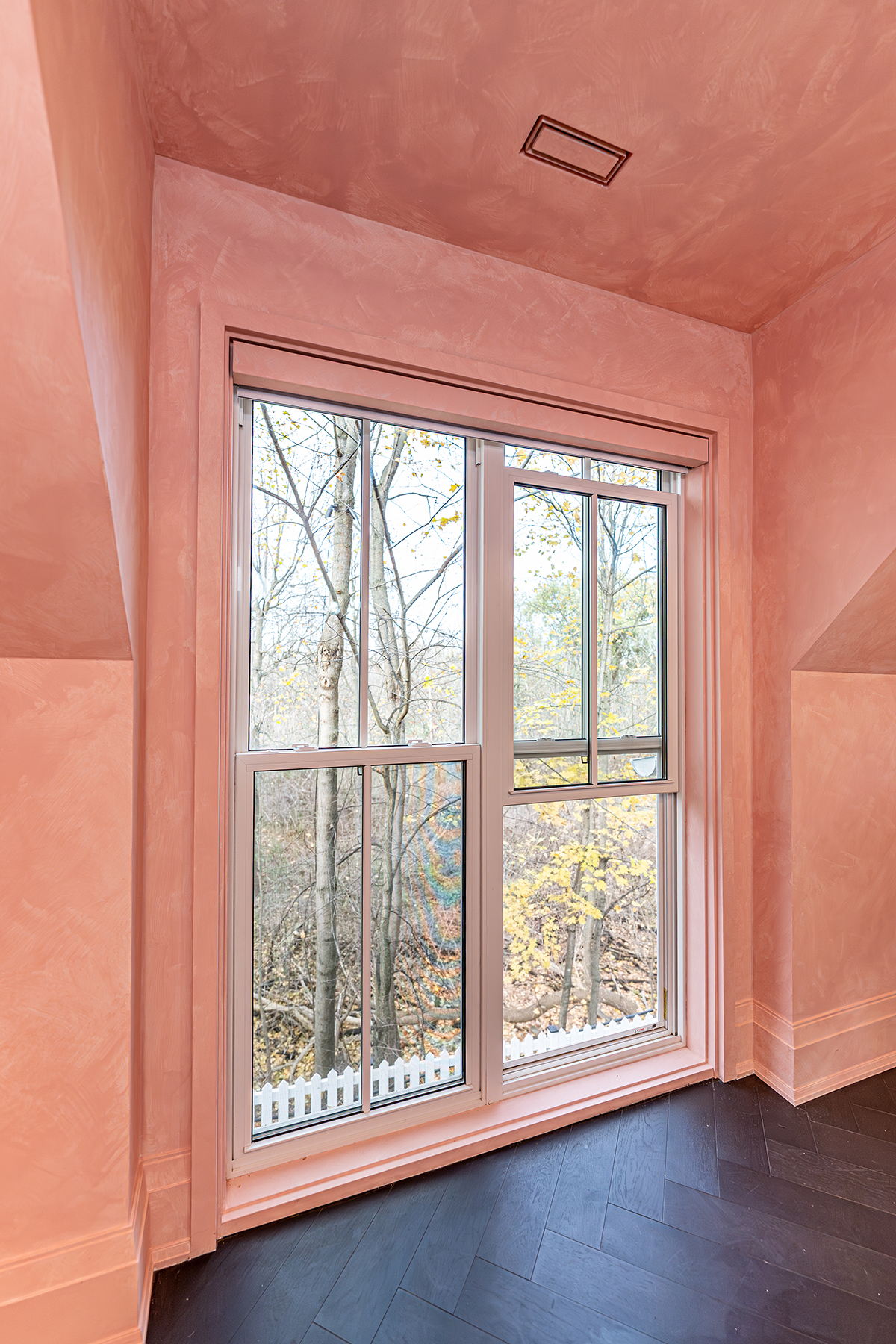 single hung hardwood windows - pink walls