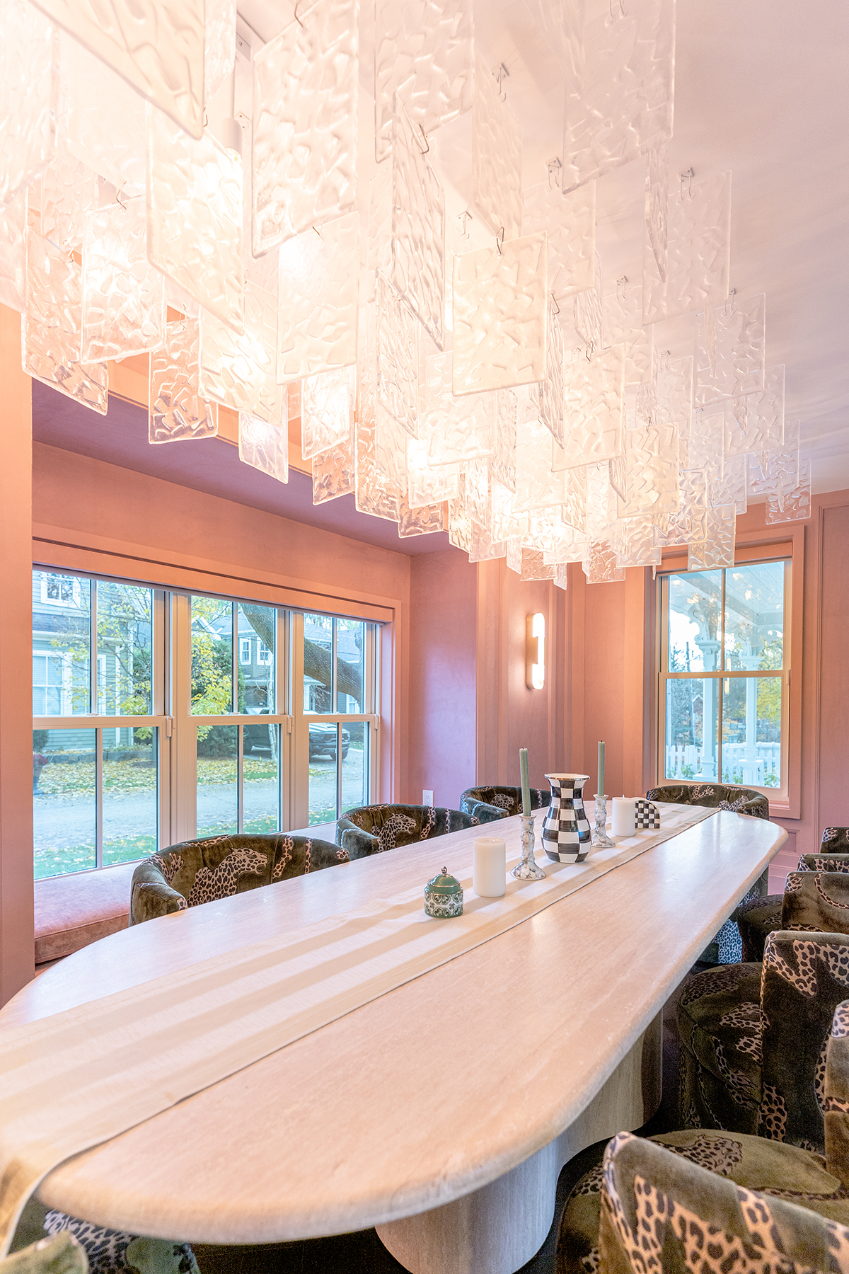 single hung hardwood windows - dining room table