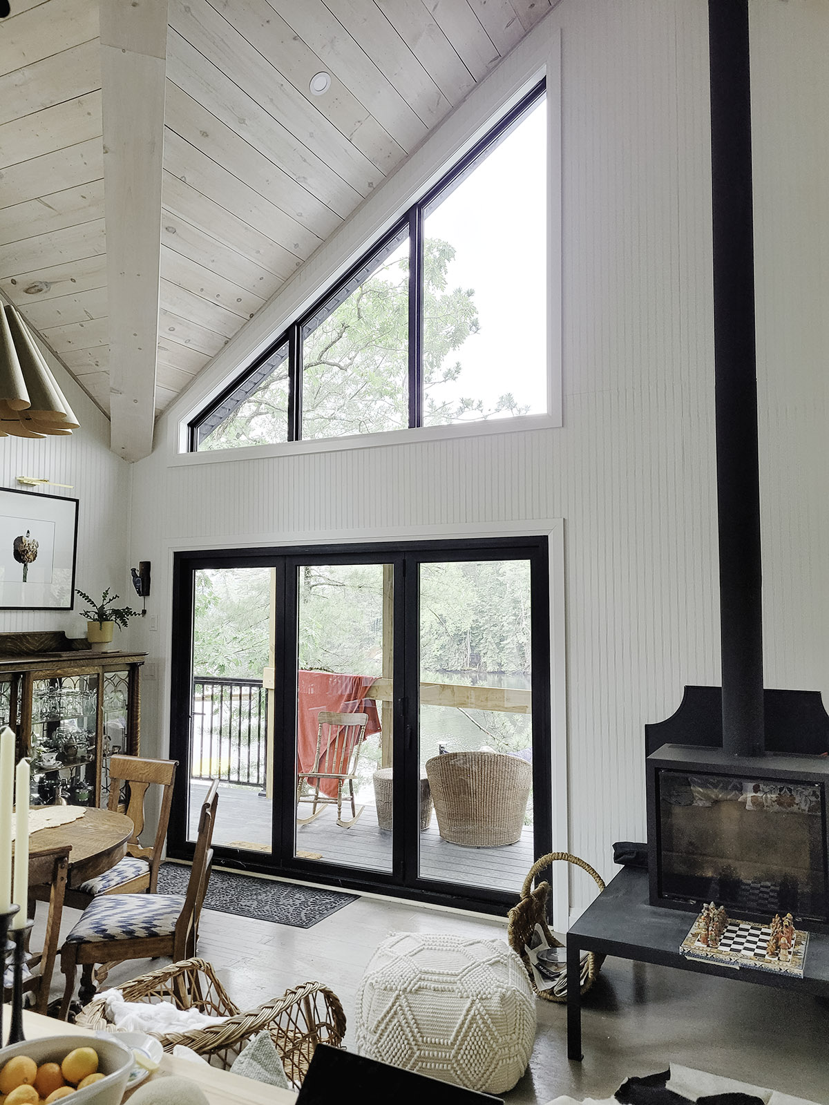 interior view of black bi-folding doors