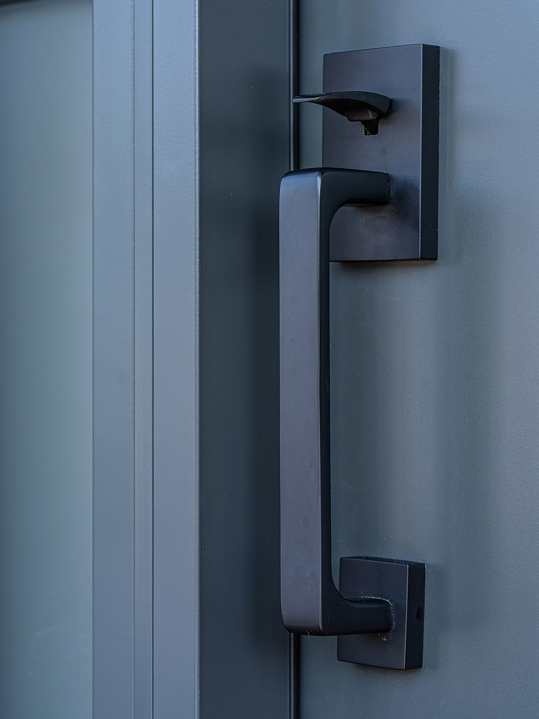 Close-up of hardware on Craftsman front door in Stouffville.